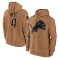 Kooe D.Lions #4 D.J. Reed Player Brown Salute to Service Hoodies Limited Game Stitched Jerseys