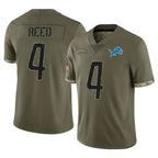 Kooe D.Lions #4 D.J. Reed Player Olive Salute To Service Limited Stitched Jerseys