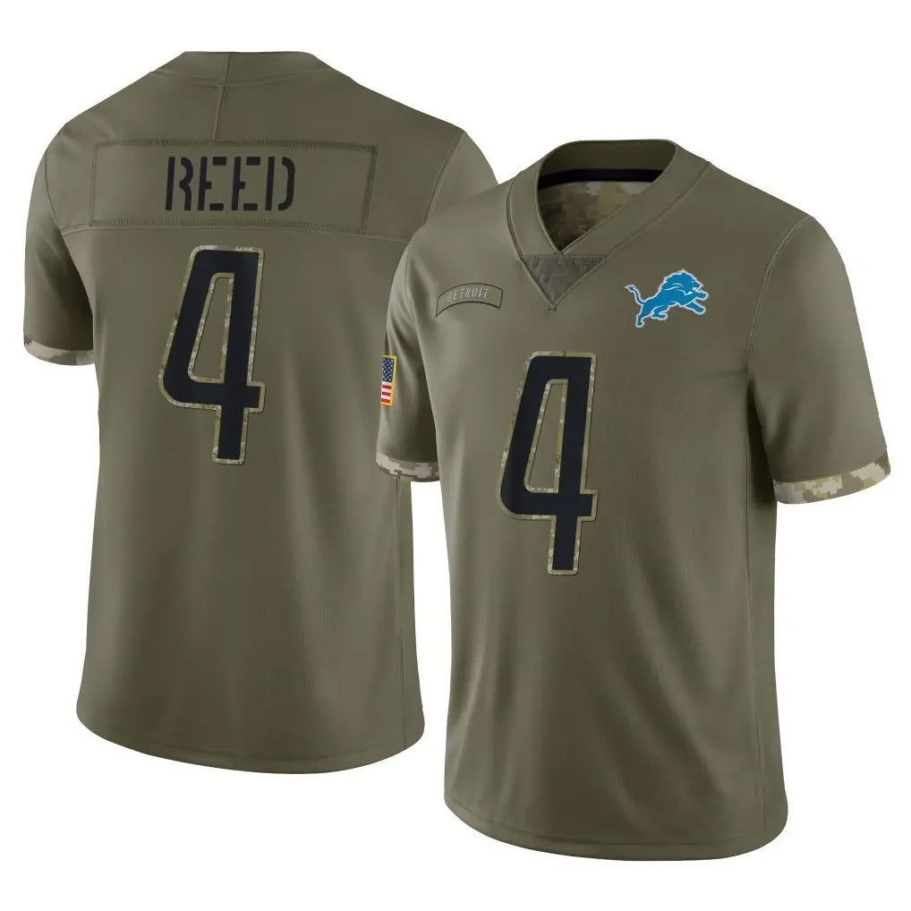 Kooe D.Lions #4 D.J. Reed Player Olive Salute To Service Limited Stitched Jerseys