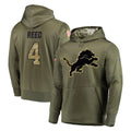 Kooe D.Lions #4 D.J. Reed Player Olive Salute to Service Pullover Hoodies Home Game Stitched Jerseys