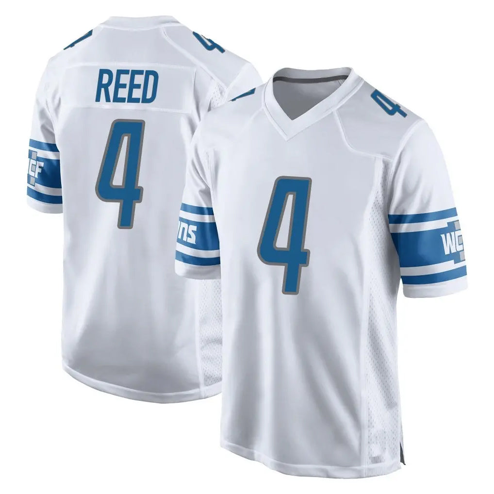 Kooe D.Lions #4 D.J. Reed Player White Home Game Stitched Jerseys