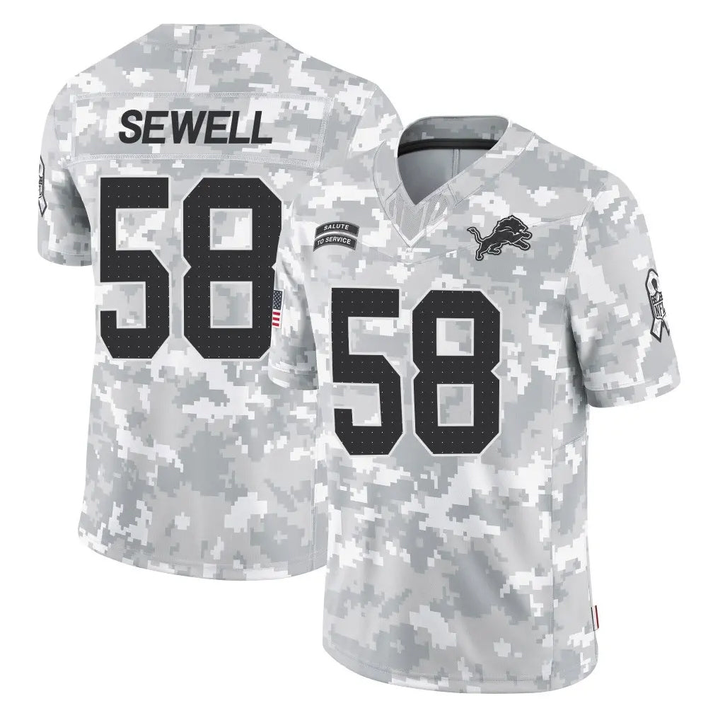 Kooe D.Lions #58 Penei Sewell Player Arctic Camo Salute To Service Limited Stitched Jerseys