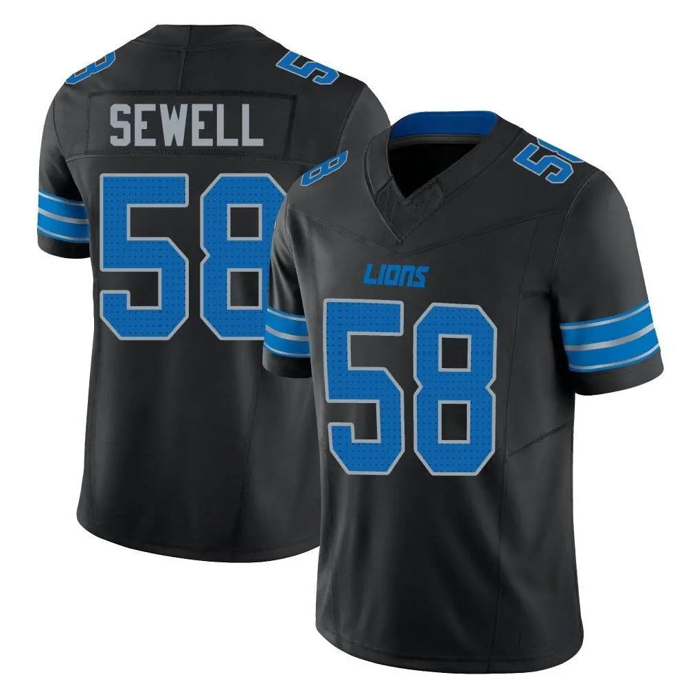 Kooe D.Lions #58 Penei Sewell Player Black Alternate Vapor F.U.S.E. Limited Home Game Stitched Jerseys