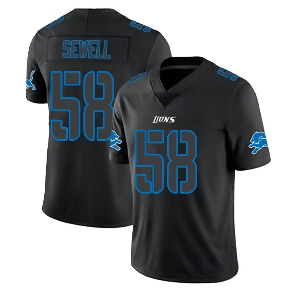 Kooe D.Lions #58 Penei Sewell Player Black Impact Limited Home Game Stitched Jerseys