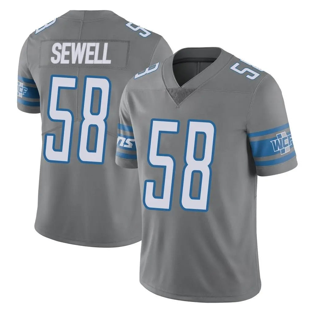 Kooe D.Lions #58 Penei Sewell Player Gray Vapor Untouchable Limited Home Game Stitched Jerseys