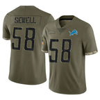 Kooe D.Lions #58 Penei Sewell Player Olive Salute To Service Limited Stitched Jerseys