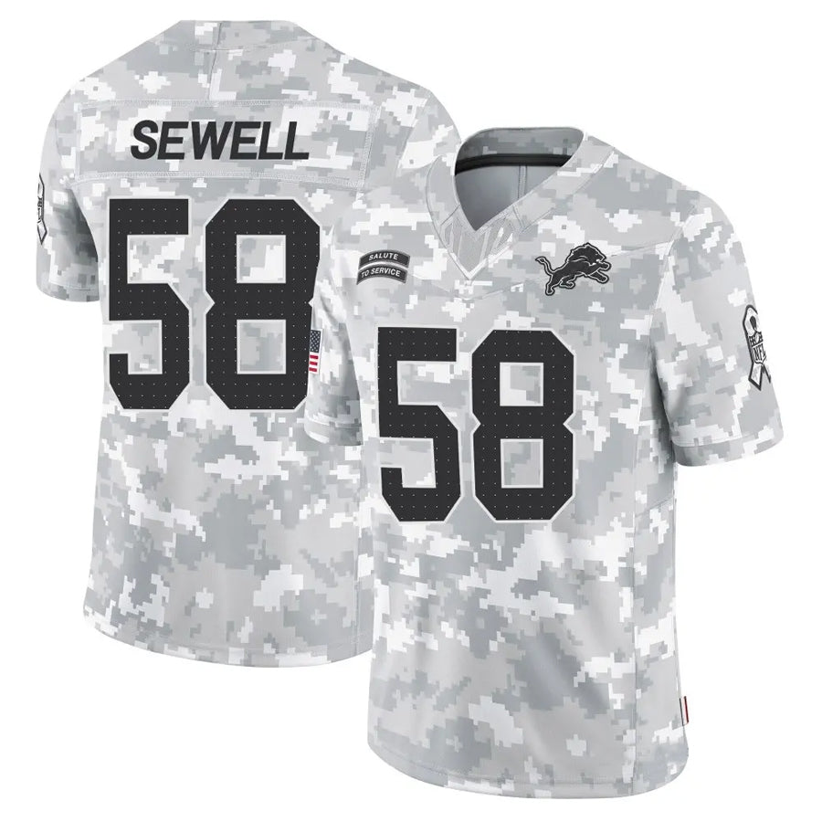 Kooe D.Lions #58 Penei Sewell Player Salute to Service Limited Arctic Camo Stitched Jerseys