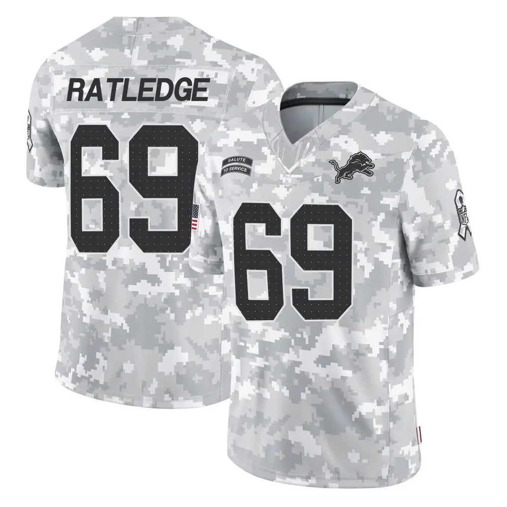 Kooe D.Lions #69 Tate Ratledge Player Arctic Camo Salute To Service Limited Stitched Jerseys