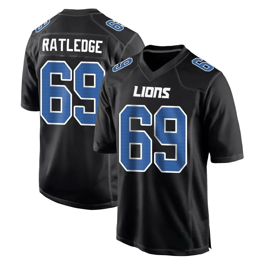 Kooe D.Lions #69 Tate Ratledge Player Black Fashion Home Game Stitched Jerseys