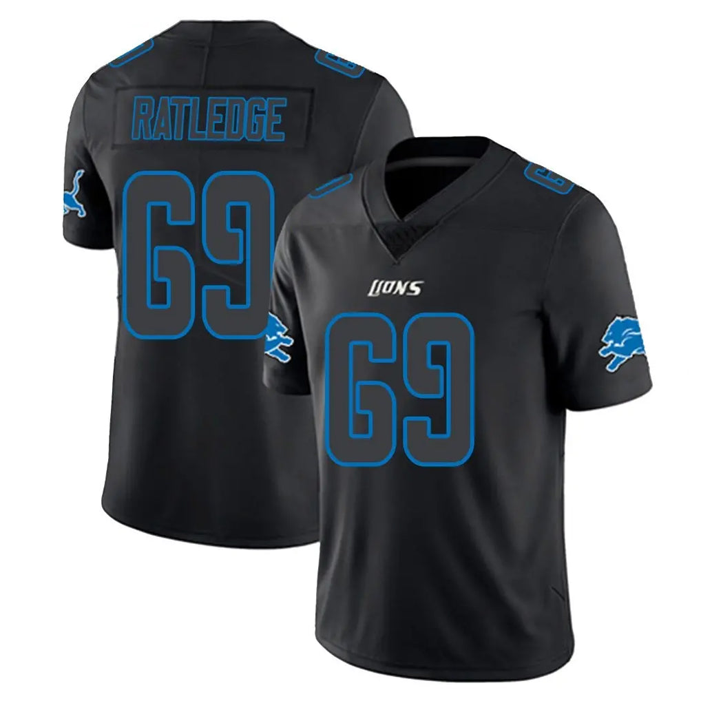 Kooe D.Lions #69 Tate Ratledge Player Black Impact Limited Home Game Stitched Jerseys