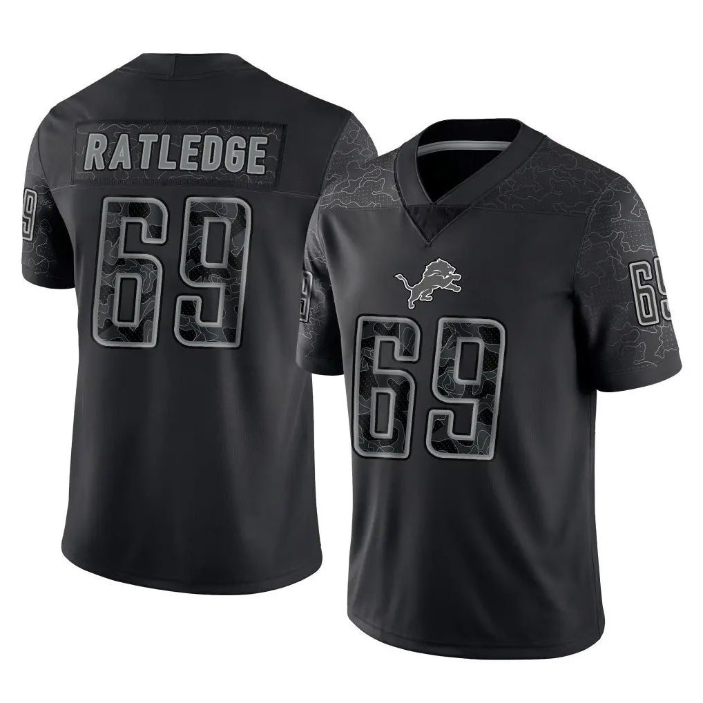 Kooe D.Lions #69 Tate Ratledge Player Black Reflective Limited Home Game Stitched Jerseys