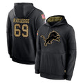 Kooe D.Lions #69 Tate Ratledge Player Black Salute to Service Hoodies Limited Game Stitched Jerseys