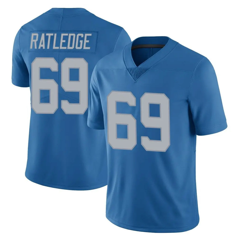 Kooe D.Lions #69 Tate Ratledge Player Blue Limited Throwback Vapor Untouchable Stitched Jerseys
