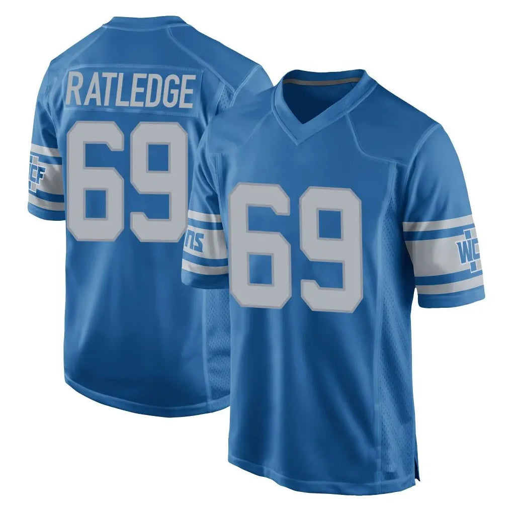 Kooe D.Lions #69 Tate Ratledge Player Blue Vapor Untouchable Throwback Game Stitched Jerseys