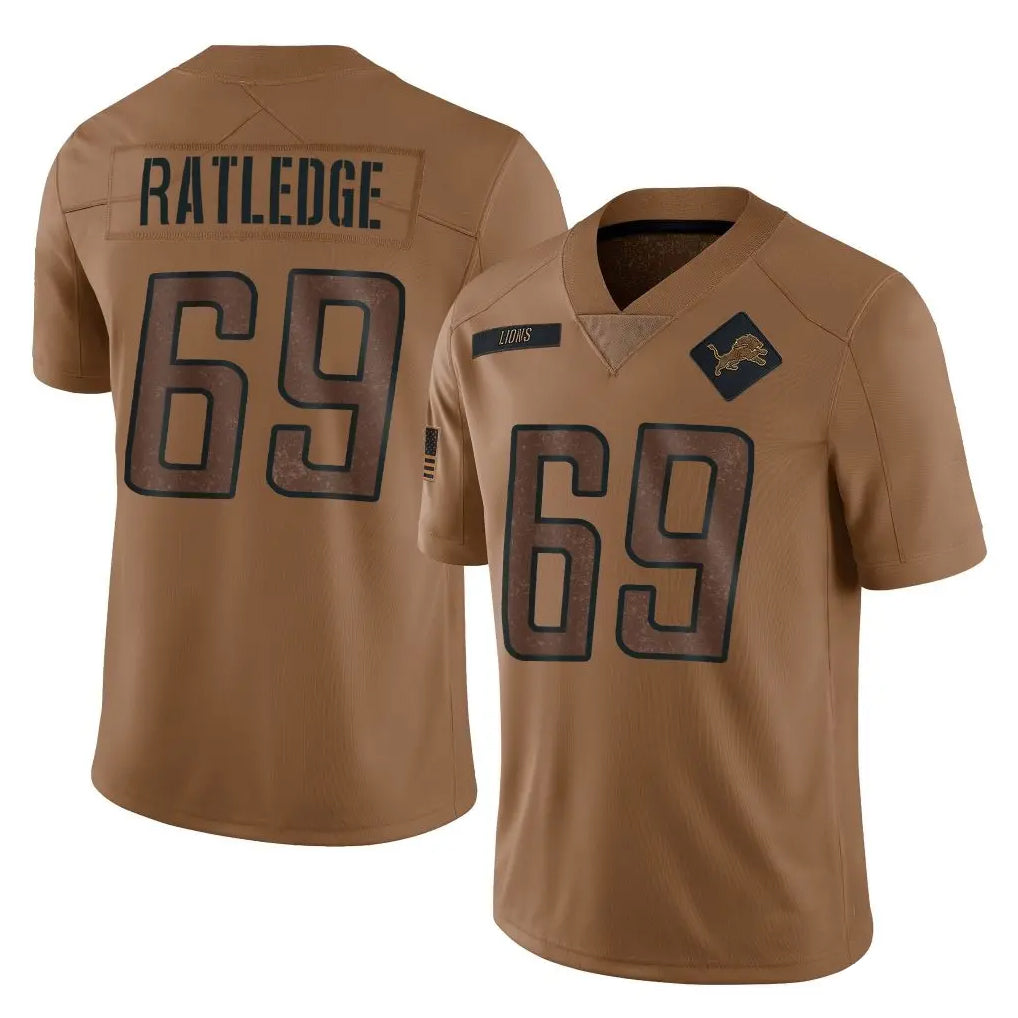 Kooe D.Lions #69 Tate Ratledge Player Brown Salute To Service Limited Stitched Jerseys