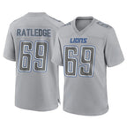 Kooe D.Lions #69 Tate Ratledge Player Gray Atmosphere Fashion Home Game Stitched Jerseys