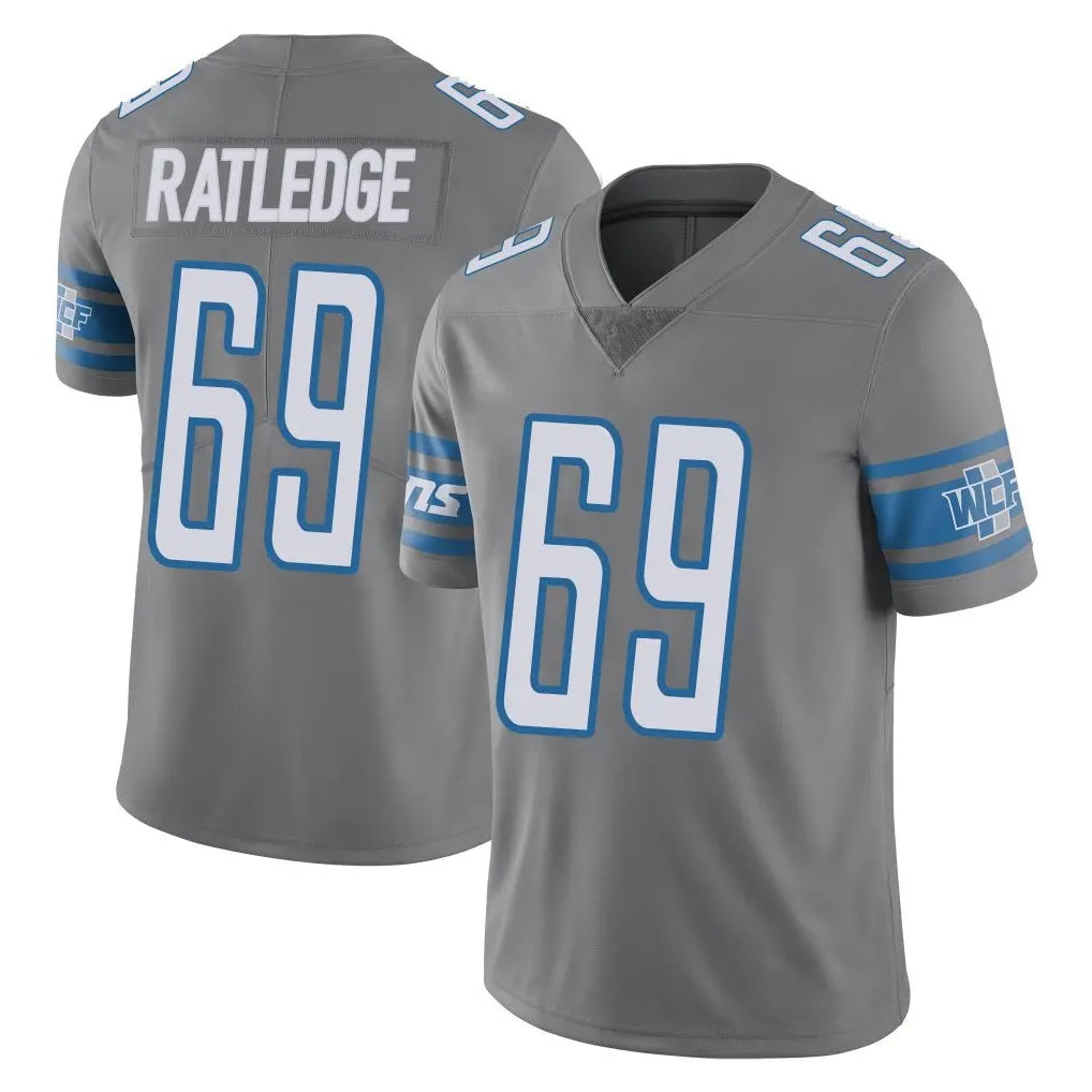 Kooe D.Lions #69 Tate Ratledge Player Gray Vapor Untouchable Limited Home Game Stitched Jerseys