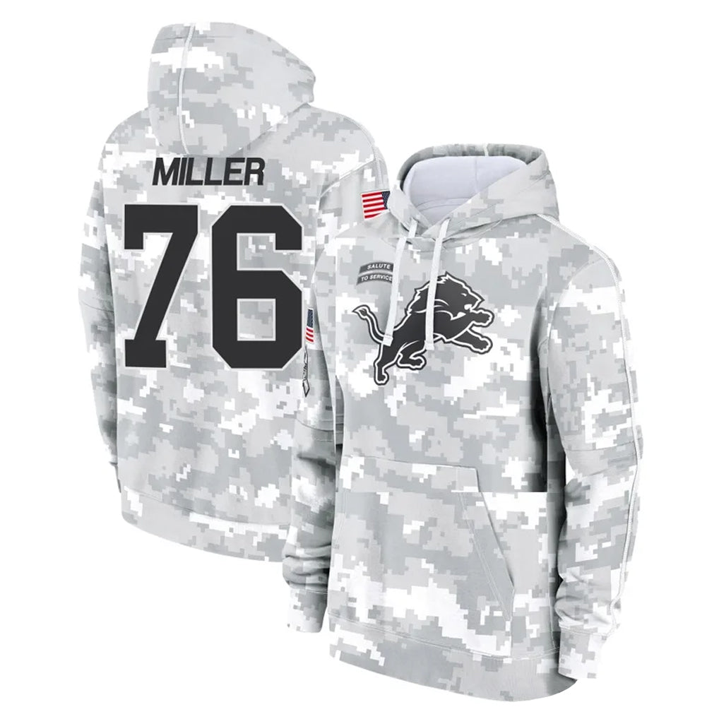 Kooe D.Lions #76 Blake Miller Player Arctic Camo Salute to Service Hoodies Limited Game Stitched Jerseys