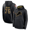 Kooe D.Lions #76 Blake Miller Player Black Salute to Service Hoodies Limited Game Stitched Jerseys