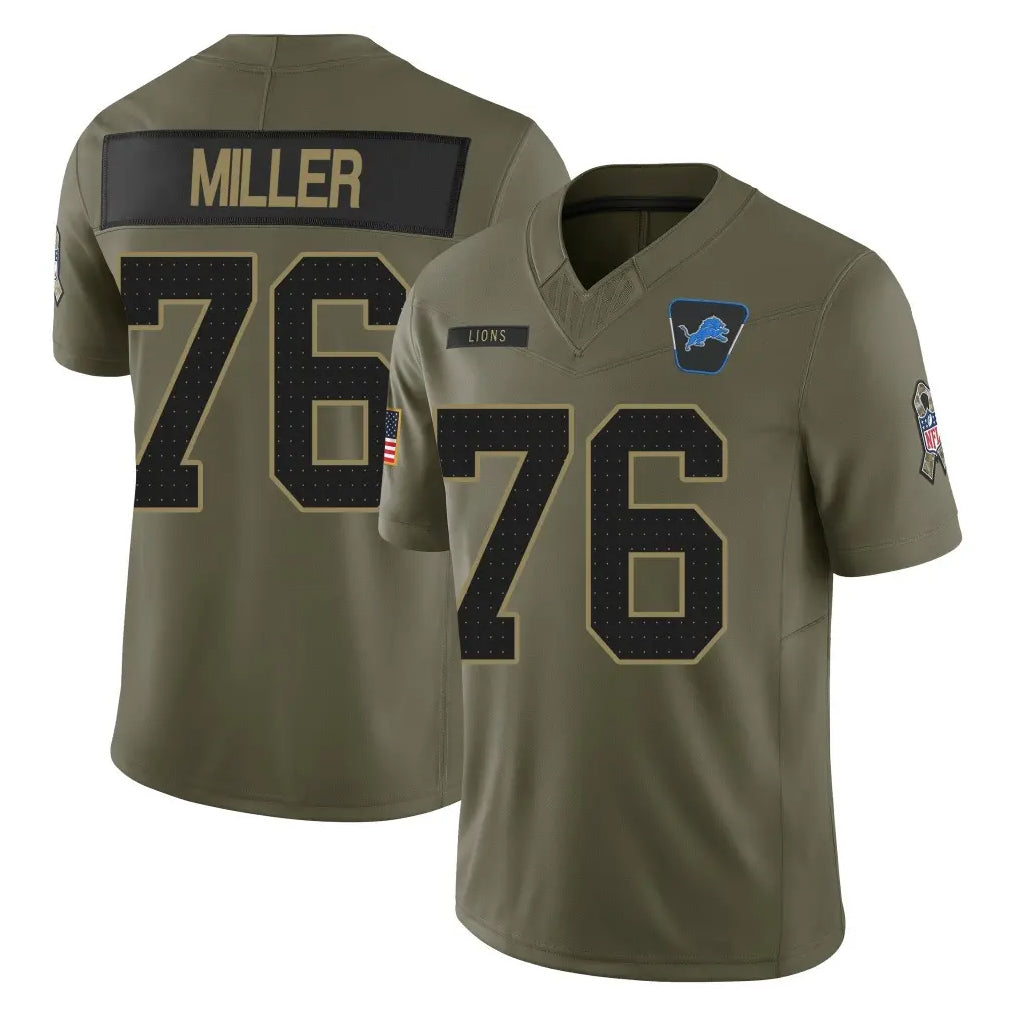 Kooe D.Lions #76 Blake Miller Player Olive 2025 Salute To Service Limited Home Game Stitched Jerseys