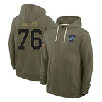 Kooe D.Lions #76 Blake Miller Player Olive Salute to Service Pullover Hoodies Limited Stitched Jerseys