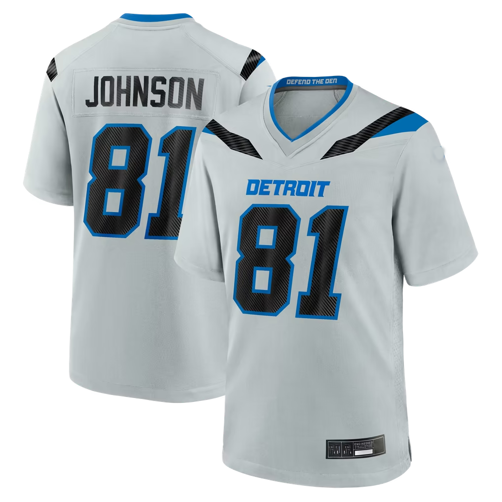 Kooe D.Lions #81 Calvin Johnson Silver 2026 Rivalries Collection Game Stitched Jerseys