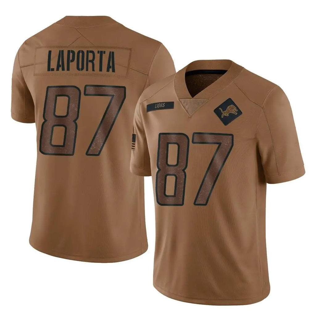 Kooe D.Lions #87 Sam LaPorta Player Brown Salute To Service Limited Stitched Jerseys