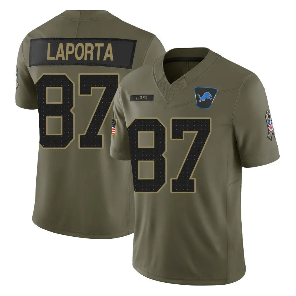 Kooe D.Lions #87 Sam LaPorta Player Olive 2025 Salute To Service Limited Home Game Stitched Jerseys