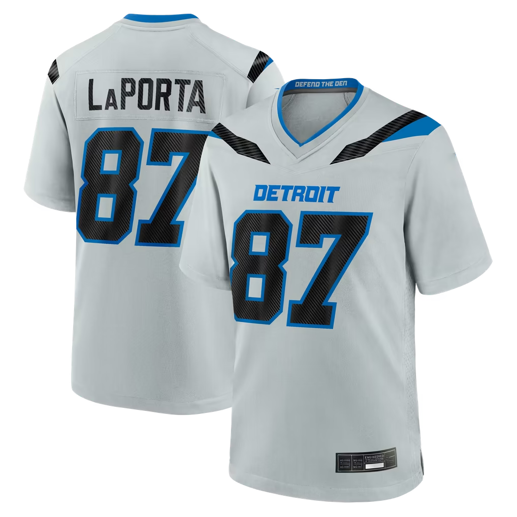 Kooe D.Lions #87 Sam LaPorta Silver 2026 Rivalries Collection Game Stitched Jerseys