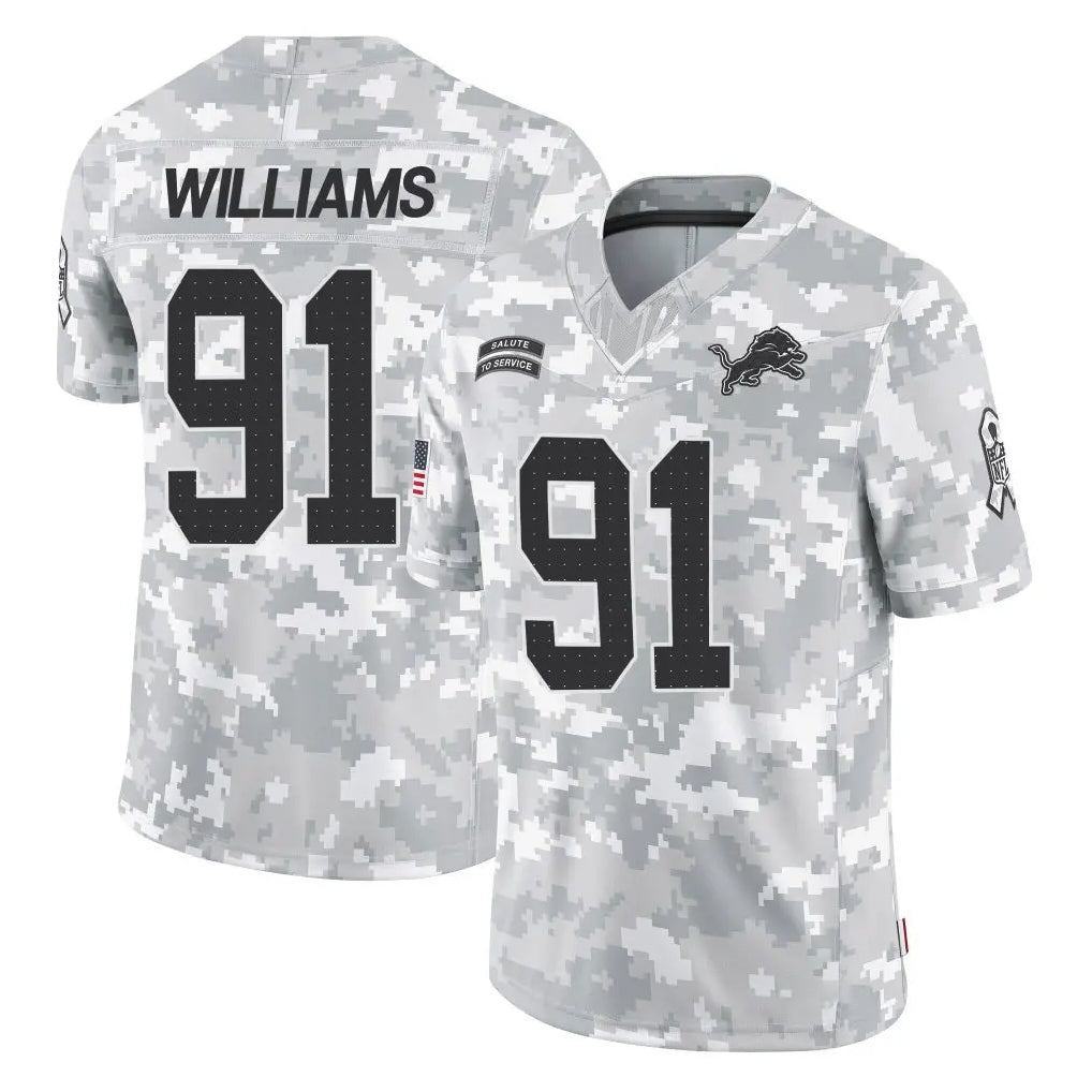 Kooe D.Lions #91 Tyleik Williams Player Arctic Camo Salute To Service Limited Stitched Jerseys