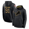 Kooe D.Lions #91 Tyleik Williams Player Black Salute to Service Hoodies Limited Game Stitched Jerseys