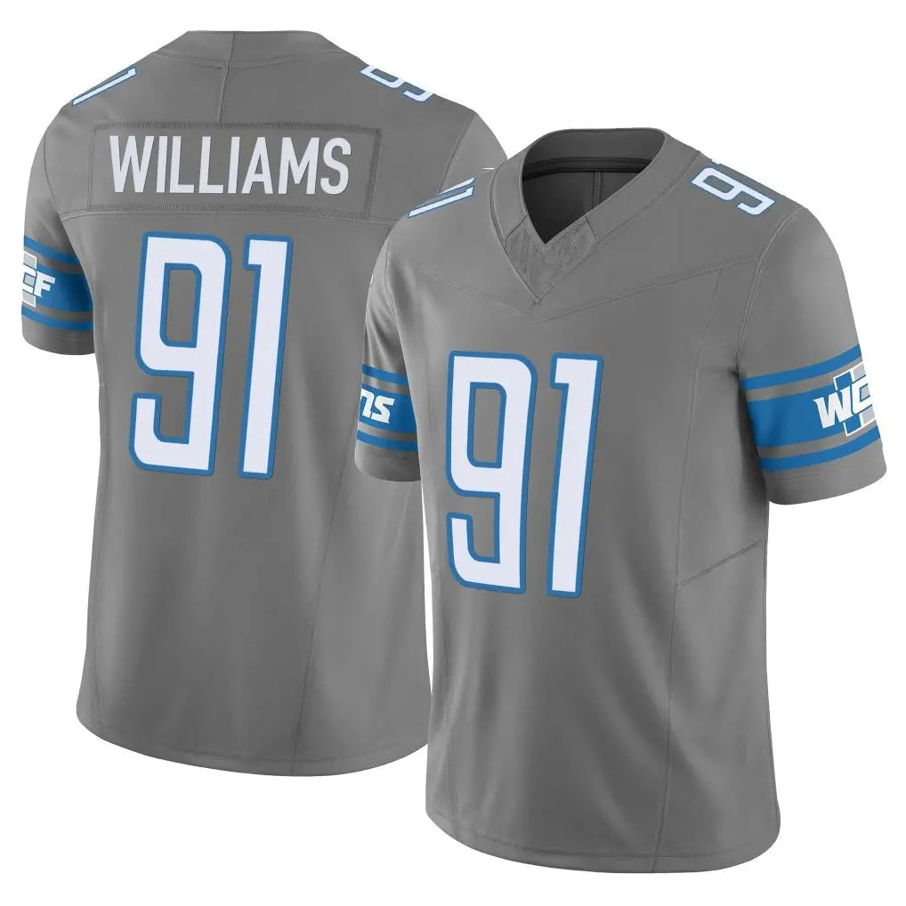 Kooe D.Lions #91 Tyleik Williams Player Gray Vapor F.U.S.E. Limited Home Game Stitched Jerseys