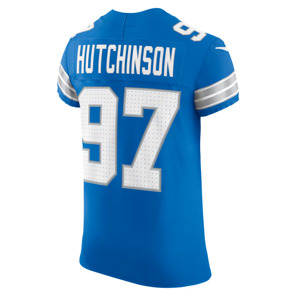 Kooe D.Lions #97 Aidan Hutchinson Blue Team Vapor F.U.S.E. Elite Stitched Jerseys