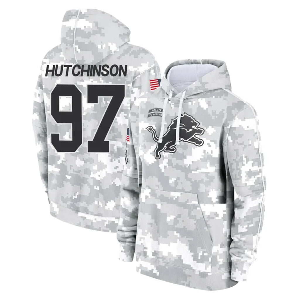Kooe D.Lions #97 Aidan Hutchinson Player Arctic Camo Salute to Service Hoodies Limited Game Stitched Jerseys