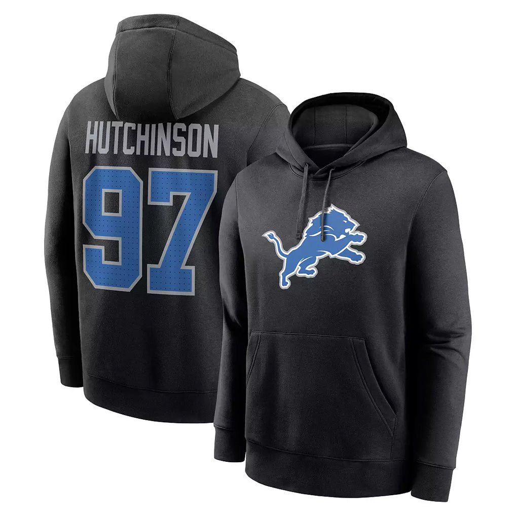 Kooe D.Lions #97 Aidan Hutchinson Player Black Pullover Hoodies Limited Game Stitched Jerseys