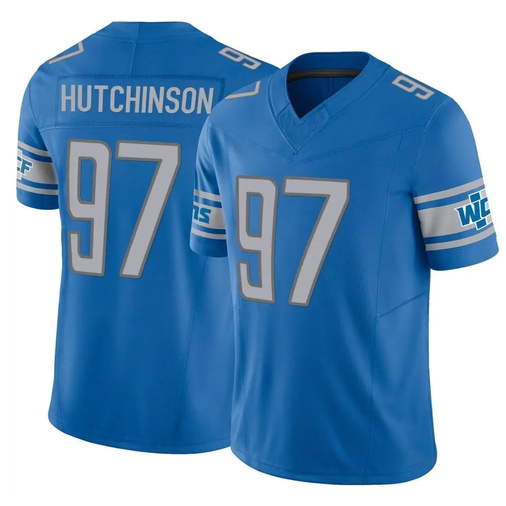 Kooe D.Lions #97 Aidan Hutchinson Player Blue Vapor F.U.S.E. Limited Home Game Stitched Jerseys