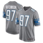 Kooe D.Lions #97 Aidan Hutchinson Player Gray Home Game Stitched Jerseys