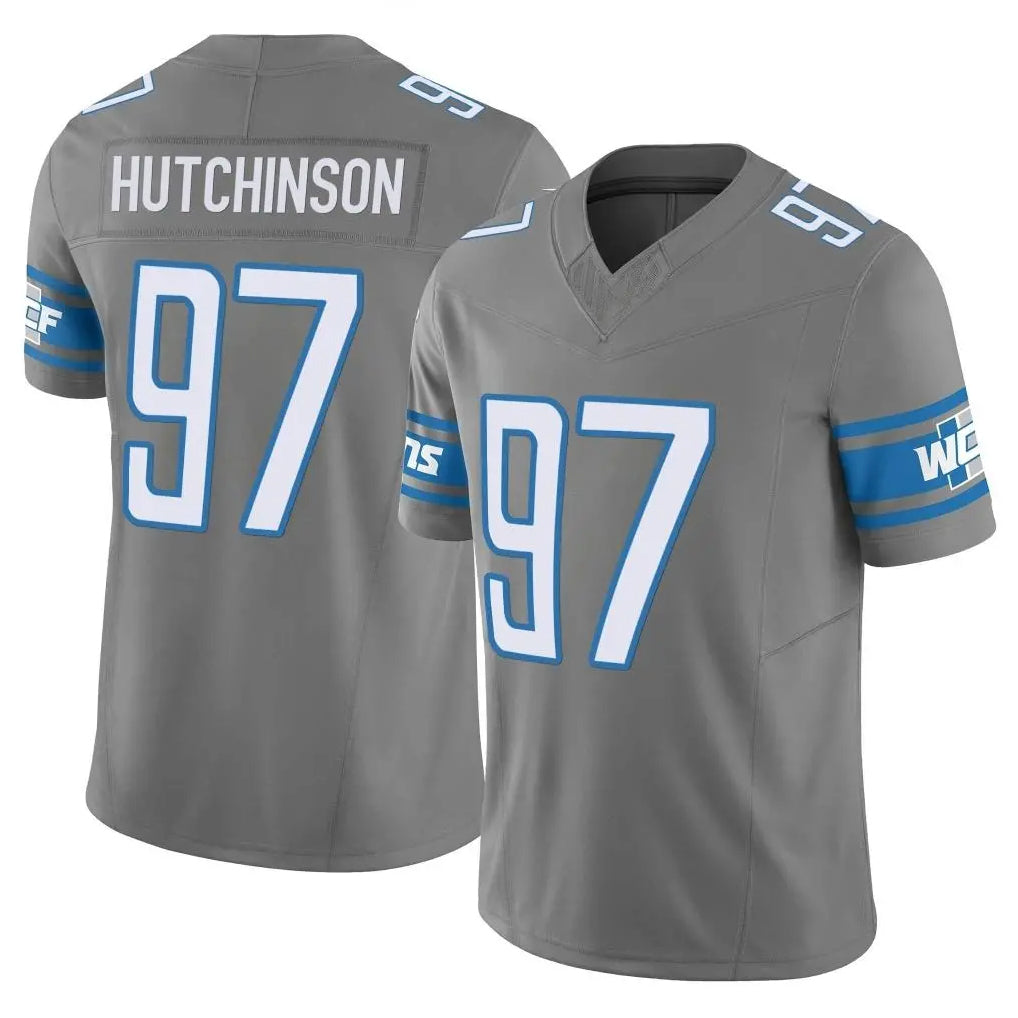 Kooe D.Lions #97 Aidan Hutchinson Player Gray Vapor F.U.S.E. Limited Home Game Stitched Jerseys