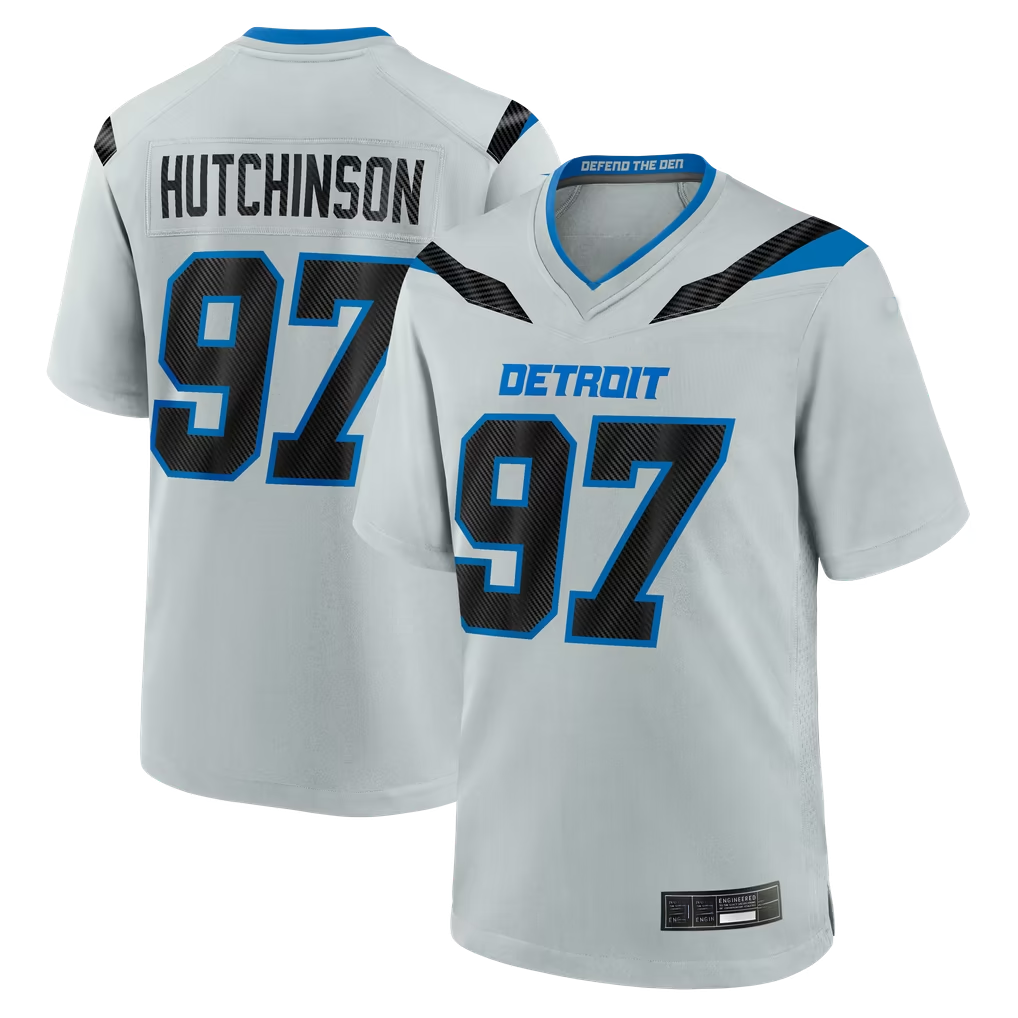 Kooe D.Lions #97 Aidan Hutchinson Silver 2026 Rivalries Collection Game Stitched Jerseys