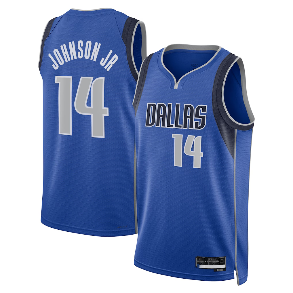 Kooe D.Mavericks #14 Morez Johnson Jr. Blue Icon Swingman Stitched Jerseys