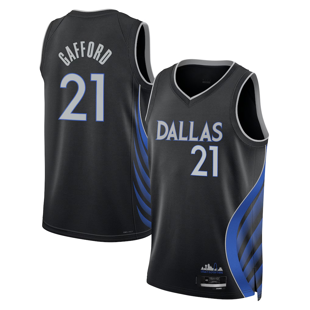 Kooe D.Mavericks #21 Daniel Gafford Black 2025-2026 City Edition Swingman Stitched Jerseys