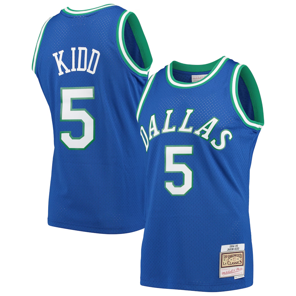 Kooe D.Mavericks #5 Jason Kidd Mitchell & Ness Blue 1994-1995 Hardwood Classics Swingman Jerseys