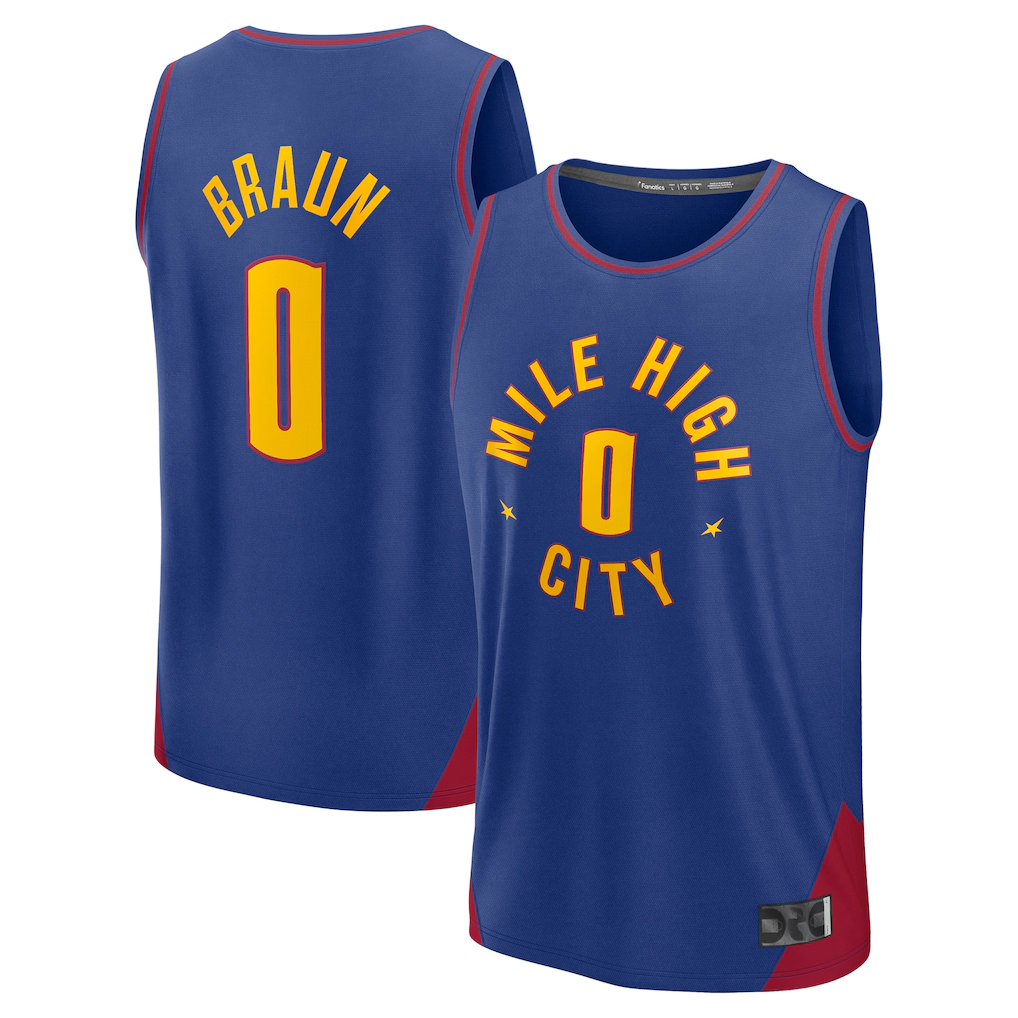 Kooe D.Nuggets #0 Christian Braun Blue Fast Break Replica Player Jerseys - Statement Edition