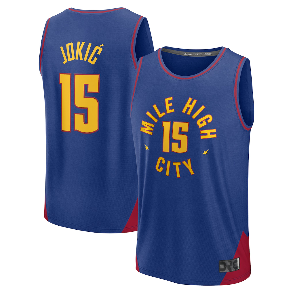 Kooe D.Nuggets #15 Nikola Jokic  Blue Fast Break Replica Player Jerseys - Statement Edition