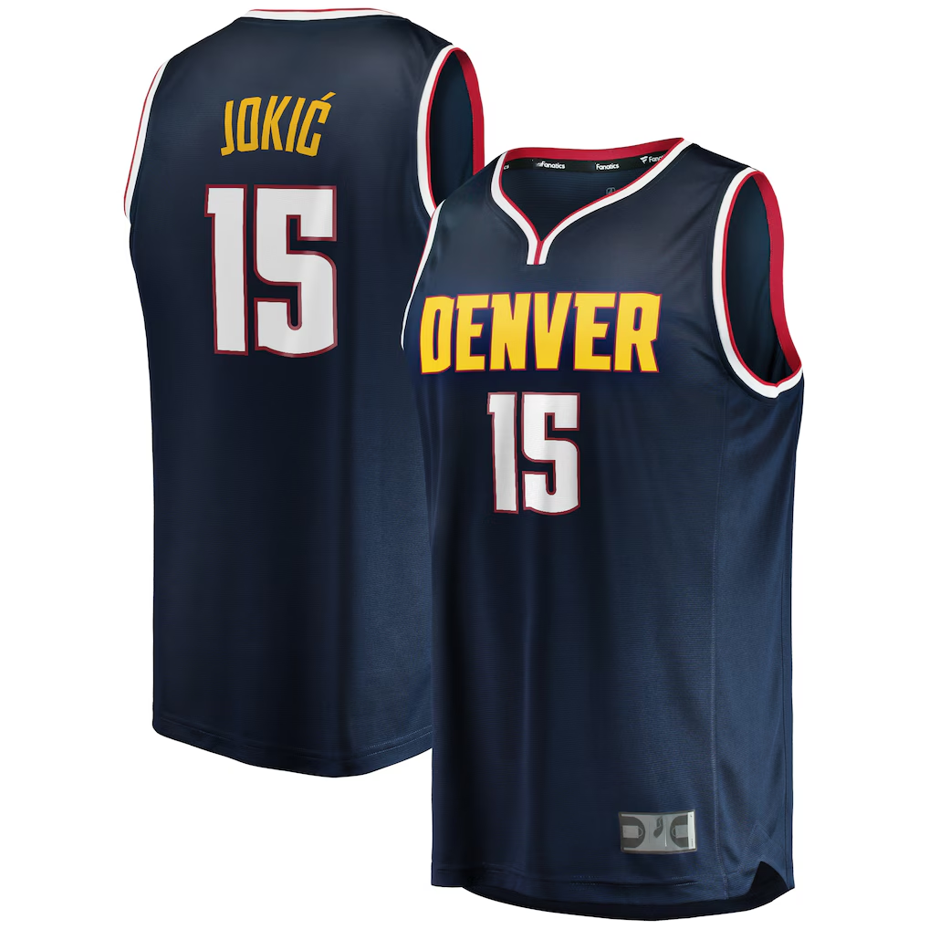 Kooe D.Nuggets #15 Nikola Jokic Navy Fast Break Player Jerseys - Icon Edition