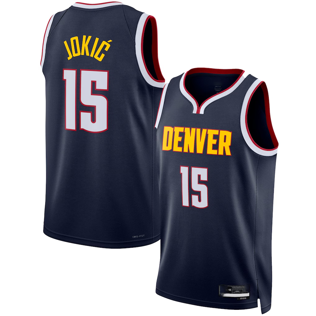 Kooe D.Nuggets #15 Nikola Jokic Navy Swingman Jerseys - Icon Edition