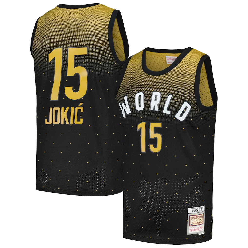 Kooe D.Nuggets #15 Nikola Jokic Rising Stars Challenge Mitchell & Ness Black Hardwood Classics Swingman Jerseys