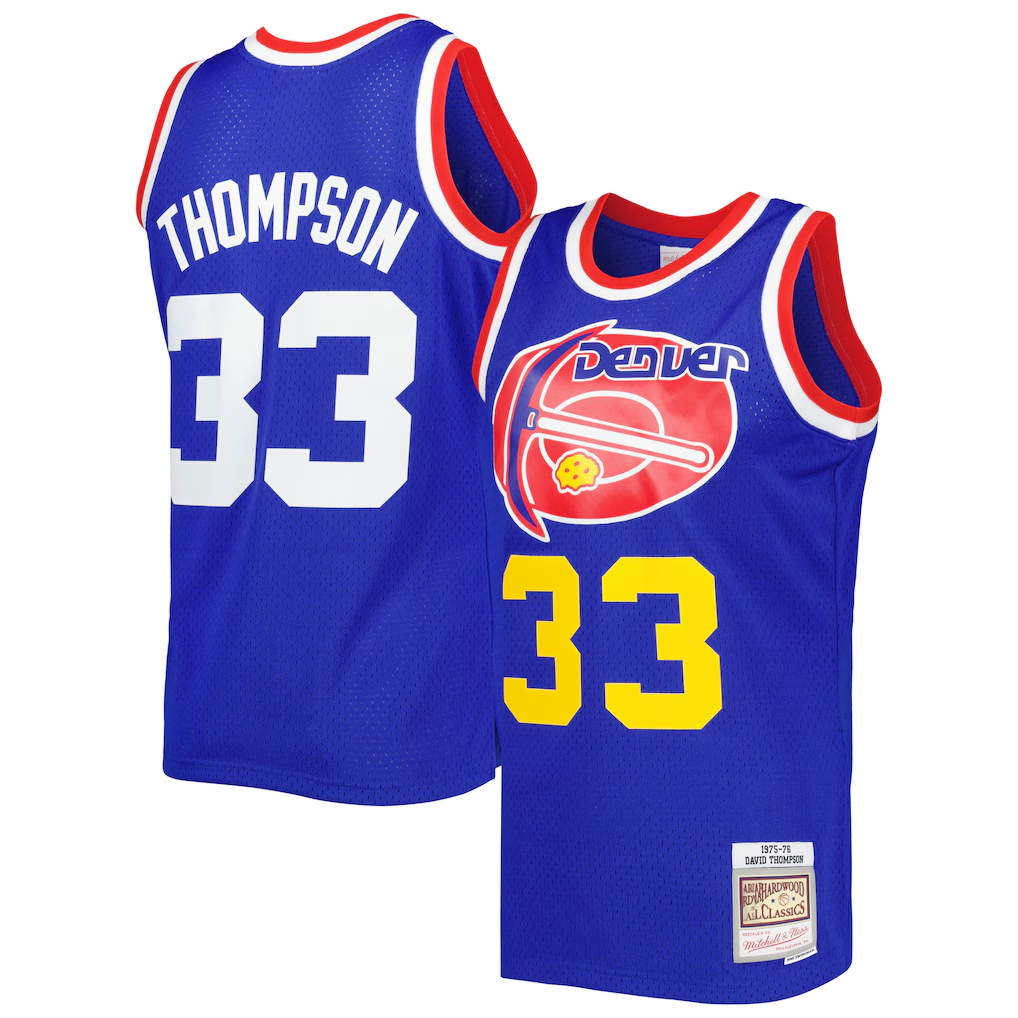 Kooe D.Nuggets #33 David Thompson Mitchell & Ness Royal Hardwood Classics 1975-76 Swingman Jersey
