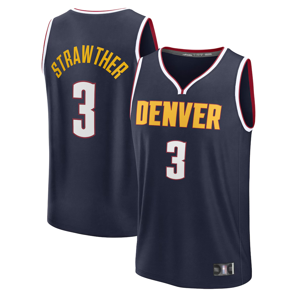 Kooe D.Nuggets #3 Julian Strawther Navy Fast Break Replica Player Jerseys - Icon Edition