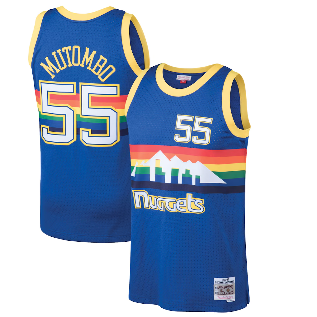 Kooe D.Nuggets #55 Dikembe Mutombo Mitchell & Ness Blue 199192 Hardwood Classics Swingman Jerseys